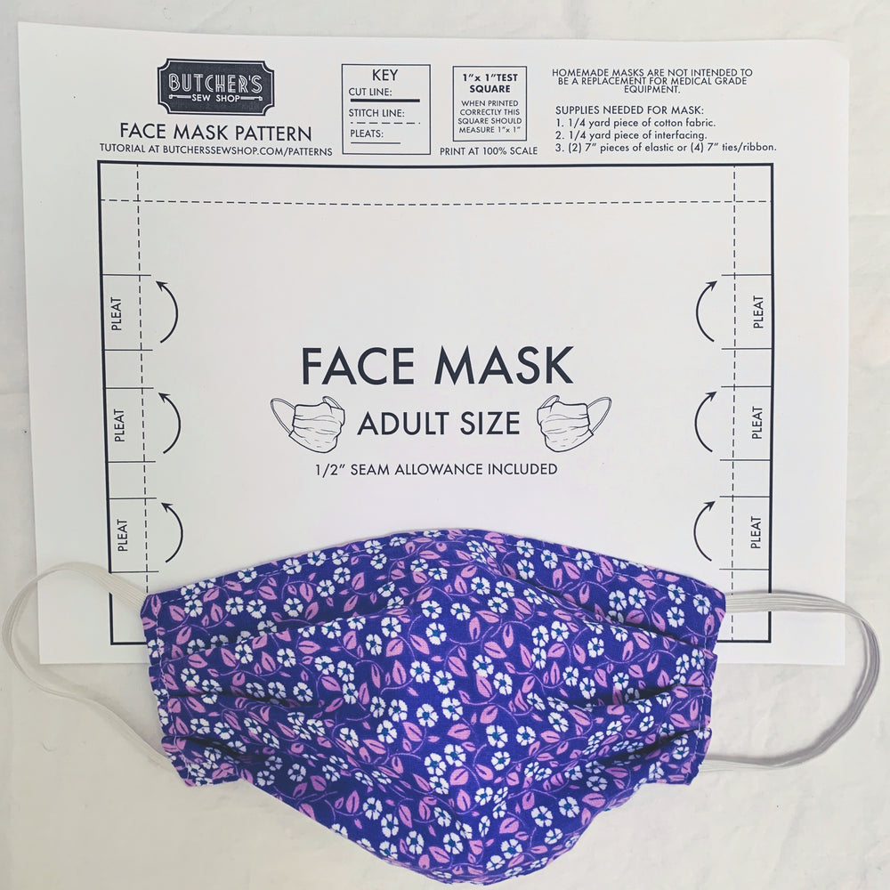 Adult Face Mask Sewing Pattern